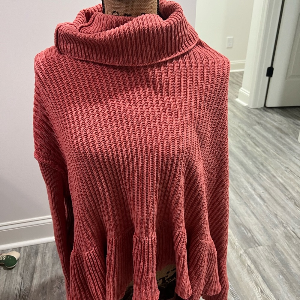 Free People Coral Cowl Neck Sweater